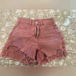 American Eagle Pink Distressed Denim Shorts